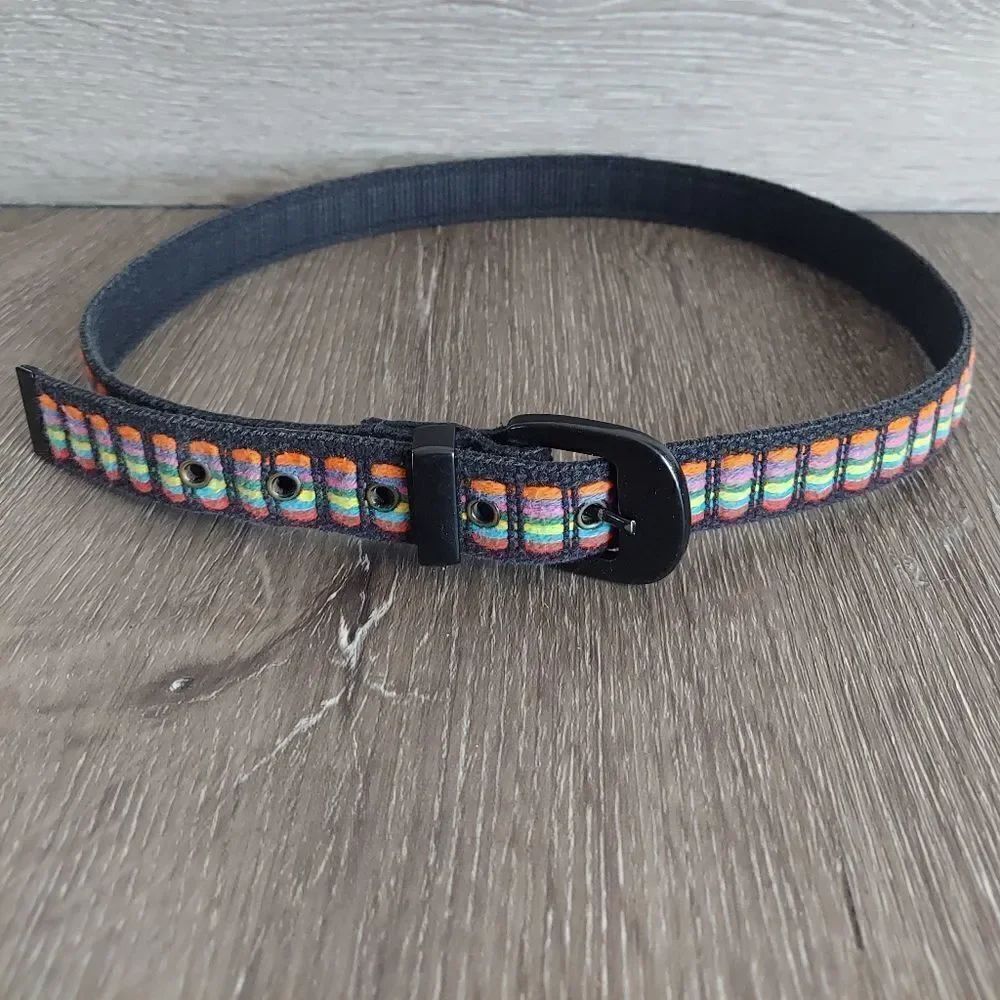 Multicolor Black Canvas Belt